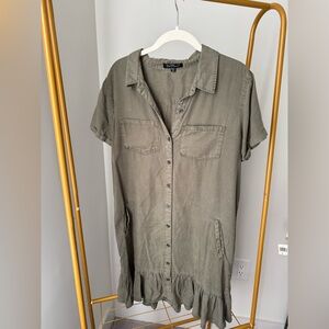 Velvet Heart Khaki Button-Down Shirt Dress
